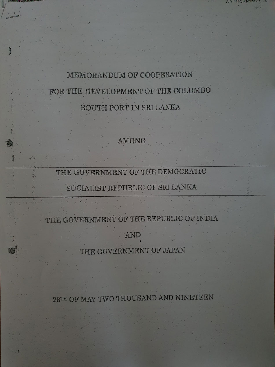 Memorandum of Cooperation East Container Terminal 1